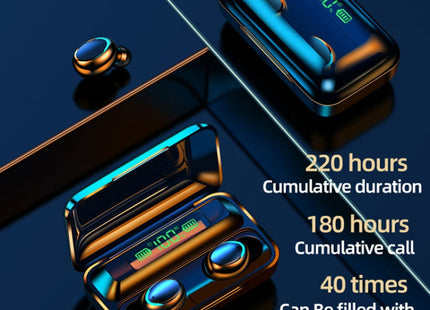 F9-5C LED Light + Digital Display Noise Reduction Bluetooth Earphone with Hand Strap