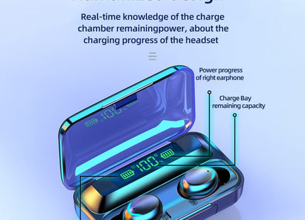 F9-5C LED Light + Digital Display Noise Reduction Bluetooth Earphone with Hand Strap