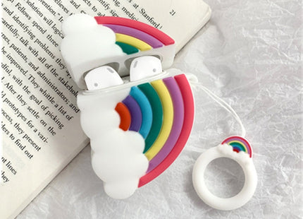 Wireless Earphones Shockproof Multicolor Rainbow Silicone Protective Case for Apple AirPods 1/2