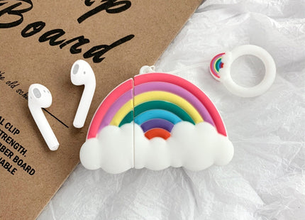 Wireless Earphones Shockproof Multicolor Rainbow Silicone Protective Case for Apple AirPods 1/2