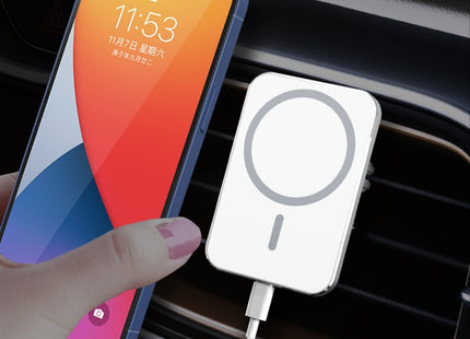 X16 Magsafe Car Air Outlet Vent Mount Clamp Holder 15W Fast Charging Qi Magnetic Wireless Charger, X16