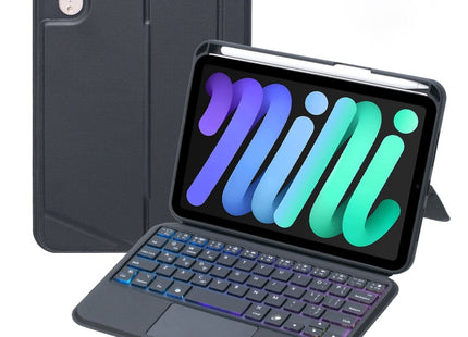 T06-AS For iPad mini6 / mini 7 Touch Backlight Split Type Bluetooth Keyboard Leather Case, T06-AS