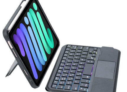 T06-AS For iPad mini6 / mini 7 Touch Backlight Split Type Bluetooth Keyboard Leather Case, T06-AS
