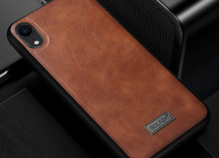 For iPhone XR SULADA Shockproof TPU + Handmade Leather Case