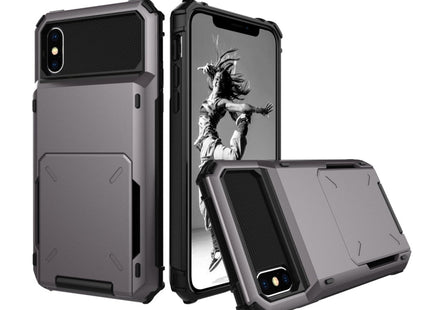 For iPhone X / XS Shockproof TPU + PC Protective Case with Card Slot