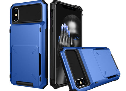 For iPhone X / XS Shockproof TPU + PC Protective Case with Card Slot