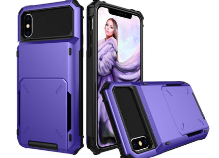For iPhone X / XS Shockproof TPU + PC Protective Case with Card Slot