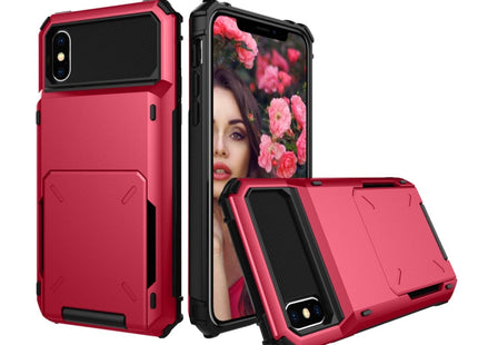 For iPhone X / XS Shockproof TPU + PC Protective Case with Card Slot