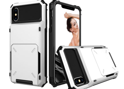 For iPhone X / XS Shockproof TPU + PC Protective Case with Card Slot