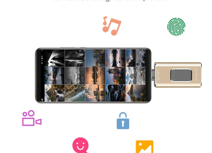Richwell 3 in 1 128G Type-C + 8 Pin + USB 3.0 Metal Push-pull Flash Disk with OTG Function