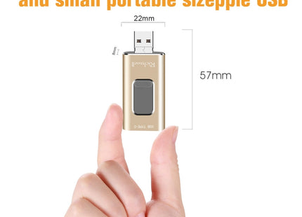 Richwell 3 in 1 128G Type-C + 8 Pin + USB 3.0 Metal Push-pull Flash Disk with OTG Function