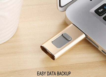 Richwell 3 in 1 128G Type-C + 8 Pin + USB 3.0 Metal Push-pull Flash Disk with OTG Function