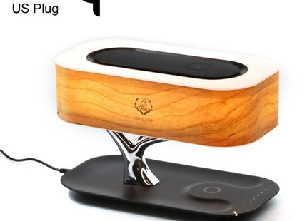 Tree Light Bluetooth Speaker Desk Lamp Phone Wireless Charger, US Plug, US Plug