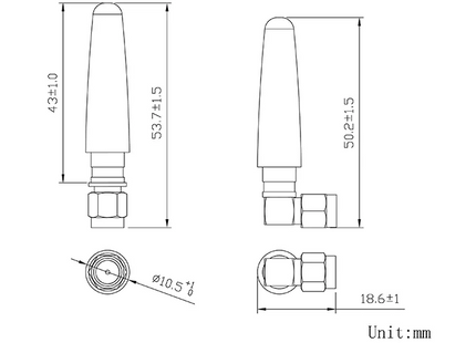 JCD401 868MHz RP-SMA Rubber Duck Antenna Pair