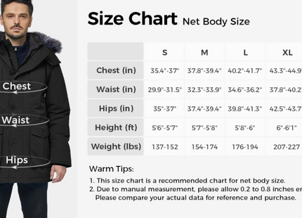 Mens Winter Puffer Coat Warm Windproof Hooded Parka Black Size L CHINMOON