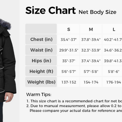 Mens Winter Puffer Coat Warm Windproof Hooded Parka Black Size L CHINMOON
