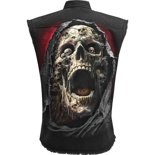 SCREAMING DEATH - Sleeveless Stone Washed Worker Black