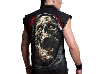 SCREAMING DEATH - Sleeveless Stone Washed Worker Black