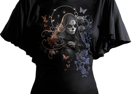 GOTHIC GRACE - Boat Neck Bat Sleeve Top Black