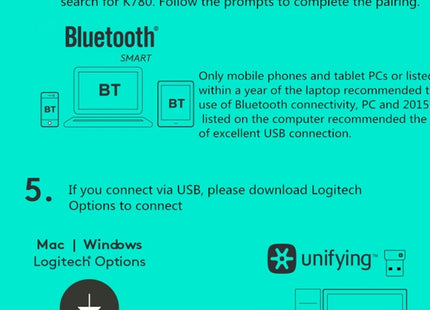 Logitech K780 Multi-device Bluetooth + Unifying Dual Mode Wireless Keyboard with Stand