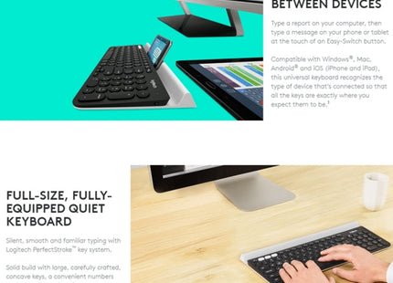 Logitech K780 Multi-device Bluetooth + Unifying Dual Mode Wireless Keyboard with Stand