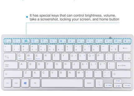 WB-8022 Ultra-thin Wireless Bluetooth Keyboard, Portuguese Keys(Silver)