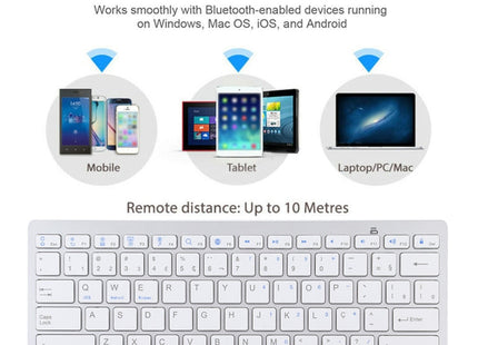 WB-8022 Ultra-thin Wireless Bluetooth Keyboard, Portuguese Keys(Silver)