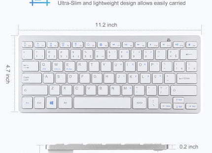 WB-8022 Ultra-thin Wireless Bluetooth Keyboard, Portuguese Keys(Silver)