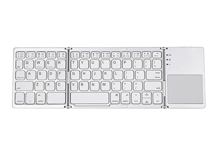 B033 Rechargeable 3-Folding 64 Keys Bluetooth Wireless Keyboard with Touchpad, 3-Folding 64 Keys with Touchpad White