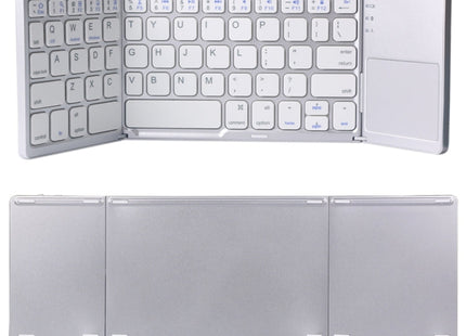B033 Rechargeable 3-Folding 64 Keys Bluetooth Wireless Keyboard with Touchpad, 3-Folding 64 Keys with Touchpad White