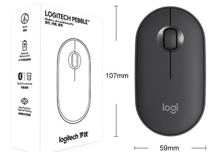 Logitech Pebble Cobblestone Shape Thin 3-keys 1000DPI Mute Wireless Bluetooth Optical Mouse, Wireless Range: 10m