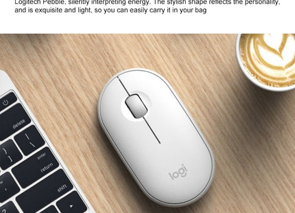 Logitech Pebble Cobblestone Shape Thin 3-keys 1000DPI Mute Wireless Bluetooth Optical Mouse, Wireless Range: 10m