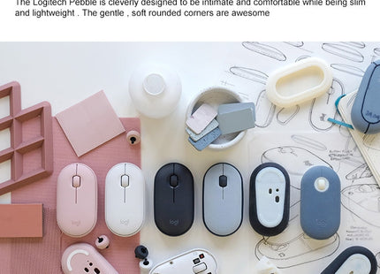 Logitech Pebble Cobblestone Shape Thin 3-keys 1000DPI Mute Wireless Bluetooth Optical Mouse, Wireless Range: 10m