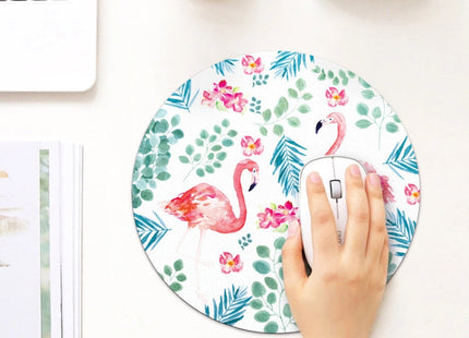 Printed Flamingo Pattern Circular Mouse Pad, Diameter: 22cm, Printed Flamingo