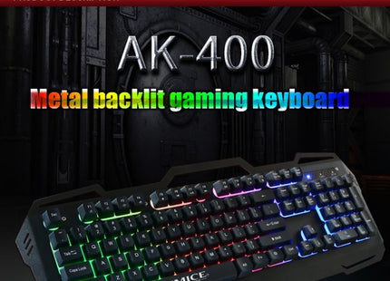 iMICE AK-400 USB Interface 104 Keys Wired Colorful Backlight Gaming Keyboard for Computer PC Laptop(Black)