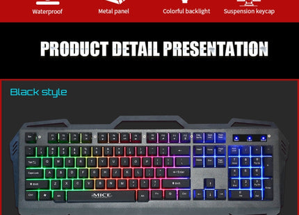 iMICE AK-400 USB Interface 104 Keys Wired Colorful Backlight Gaming Keyboard for Computer PC Laptop(Black)