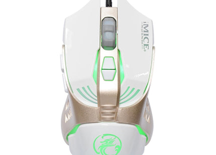 iMICE V5 USB 7 Buttons 4000 DPI Wired Optical Colorful Backlight Gaming Mouse for Computer PC Laptop, V5  (White)