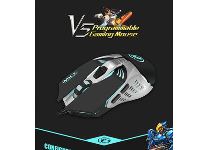 iMICE V5 USB 7 Buttons 4000 DPI Wired Optical Colorful Backlight Gaming Mouse for Computer PC Laptop, V5  (White)