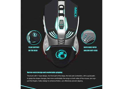 iMICE V5 USB 7 Buttons 4000 DPI Wired Optical Colorful Backlight Gaming Mouse for Computer PC Laptop, V5  (White)