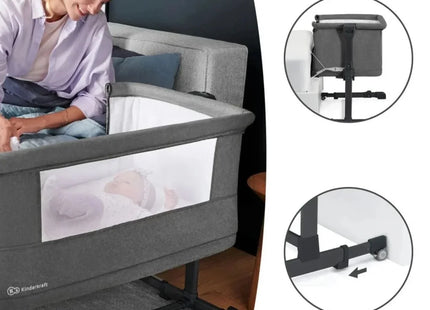 Kinderkraft Nestee Up 2 Bedside Crib - Full Light Grey