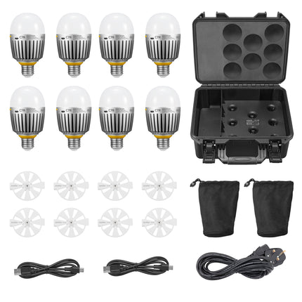 KNOWLED C7R K8 E27 RGBWW Creative Bulb 8-Light Kit for Practical Set Lighting with Built-in Battery