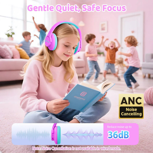 ANC Kids Wireless Bluetooth Headphones Active Noise Cancelling Earphones