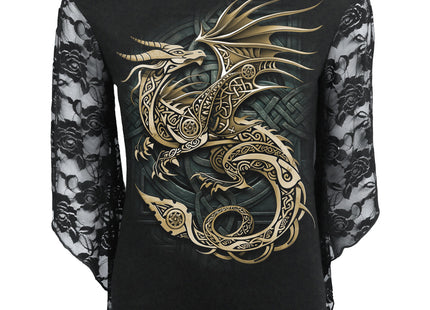CELTIC DRAGON - Rose Lace Sleeve Top