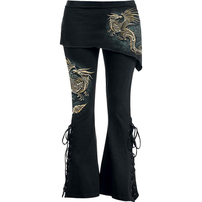 CELTIC DRAGON - 2in1 Boot-Cut Leggings with Micro Slant Skirt