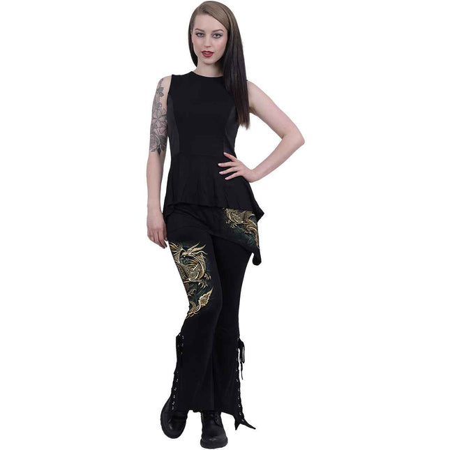 CELTIC DRAGON - 2in1 Boot-Cut Leggings with Micro Slant Skirt