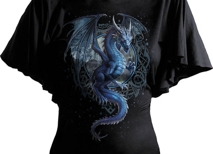 STORM DRAGON - Boat Neck Bat Sleeve Top Black