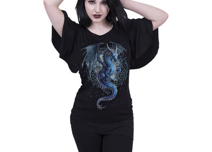 STORM DRAGON - Boat Neck Bat Sleeve Top Black