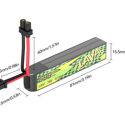 LAVA II 2S 680mAh 75C Battery (2PCS)
