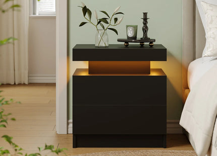 Smart LED Bedside Table with 2 Drawers - App Control Modern Nightstand Light Effects