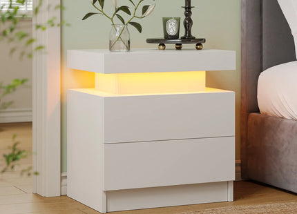 Smart LED Bedside Table with 2 Drawers - App Control Modern Nightstand Light Effects